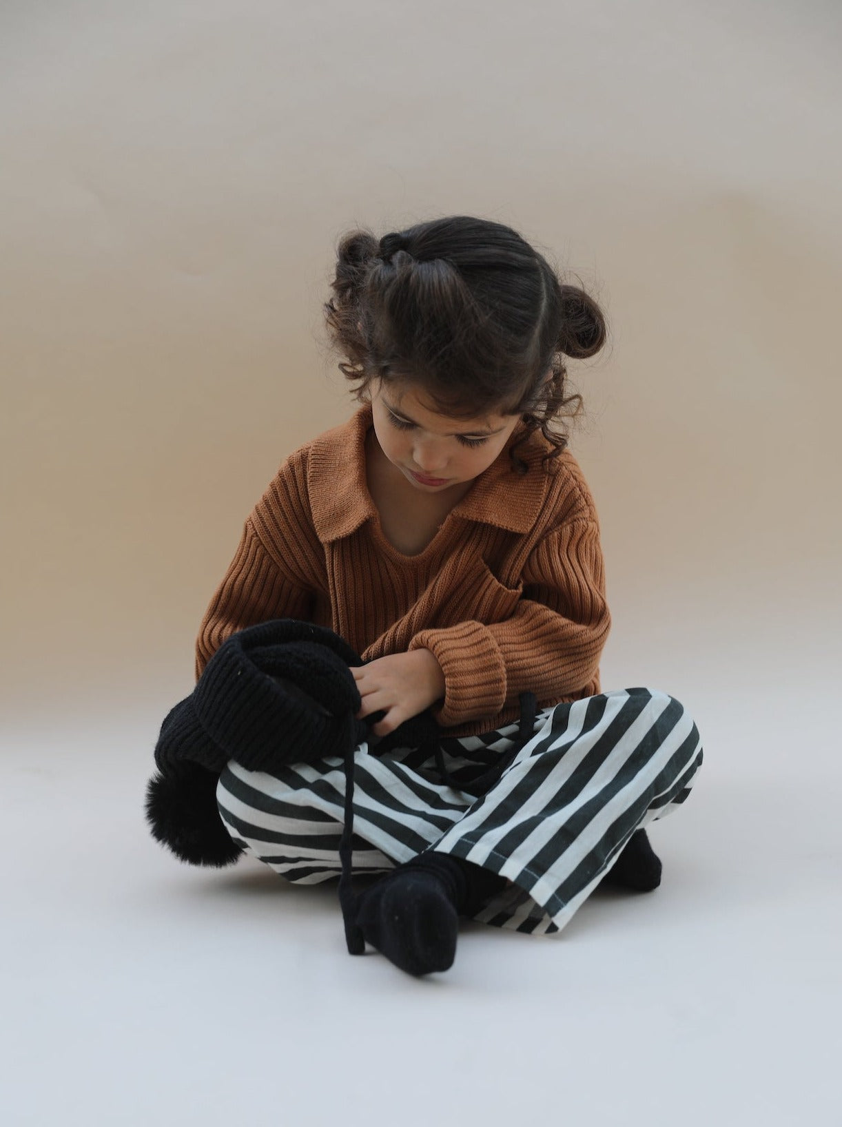 Striped Linen Pants / Black