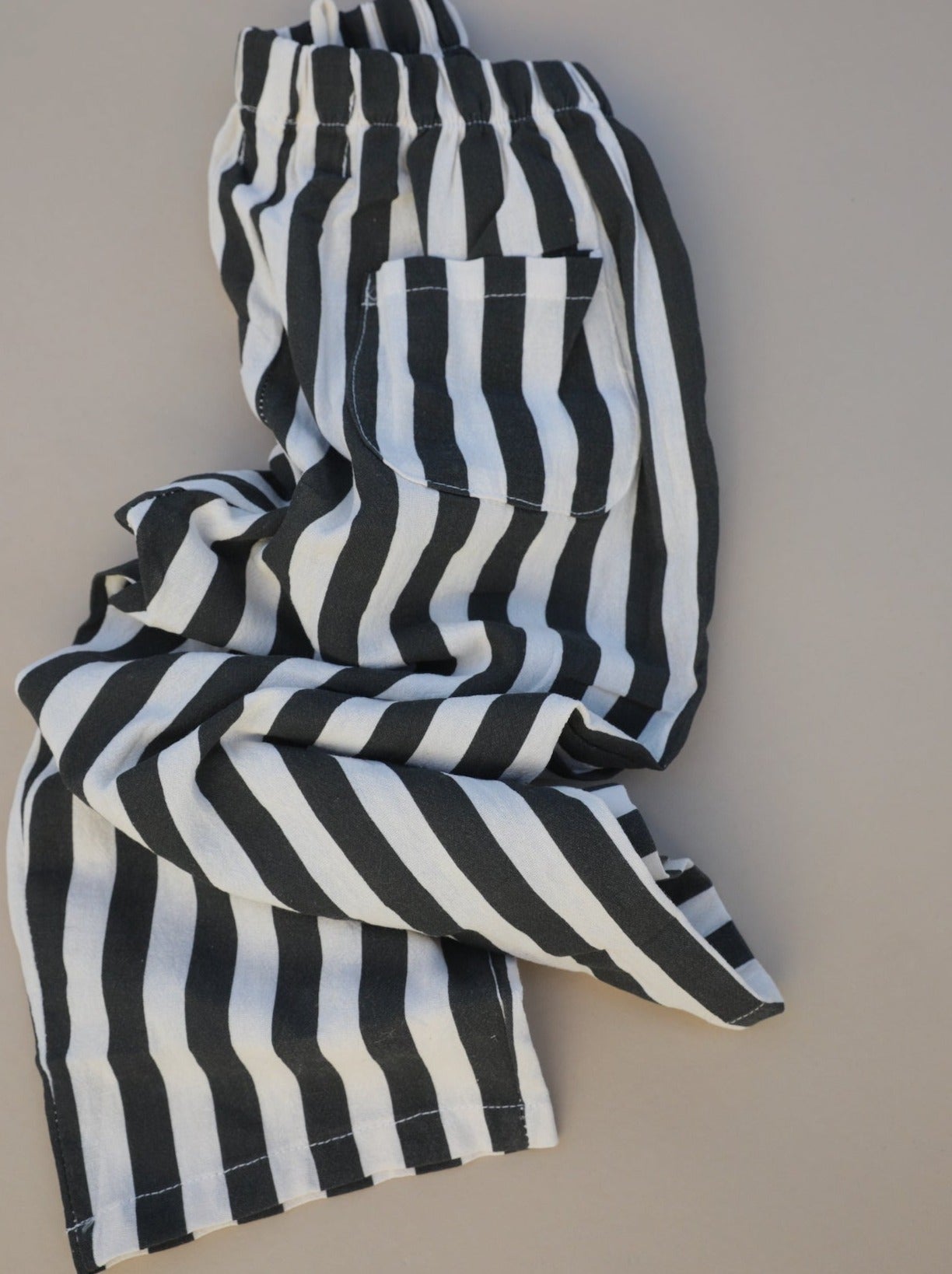 Striped Linen Pants / Black