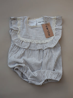 ruffle linen romper