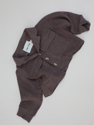 Relaxed Buttoned Muslin Set / Chocolate