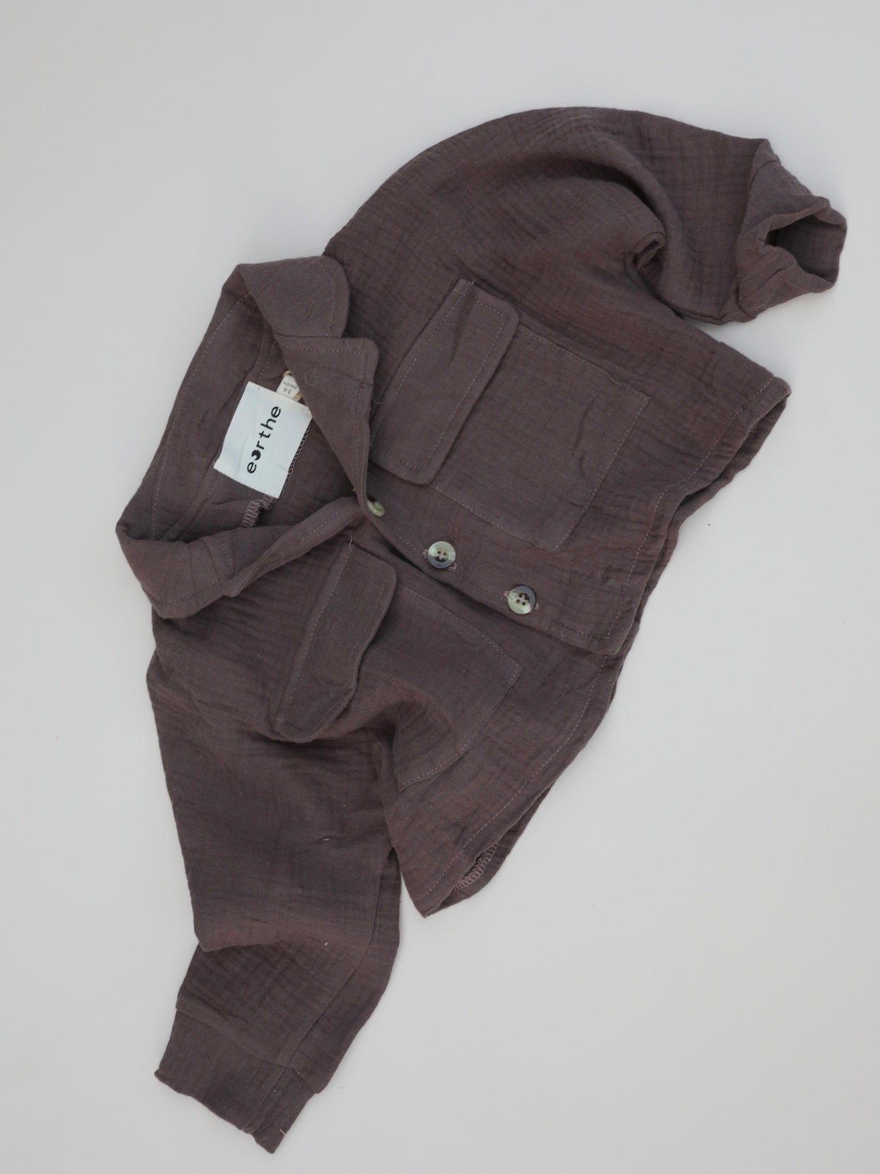 Relaxed Buttoned Muslin Set / Chocolate